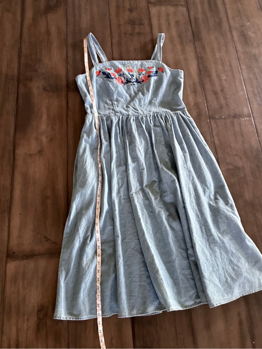 Disney Belle Beauty and The Beast Enchanted Rose Denim Sundress- Size Large - Picture 13 of 16